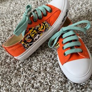 Ed Hardy Kids Orange and Green Artistic Sneakers